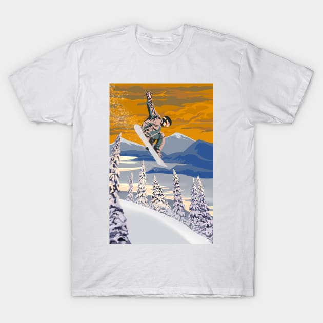 Retro style Snowboard poster art T-Shirt by SFDesignstudio